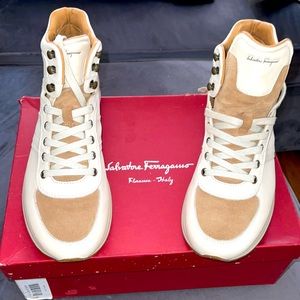 Ferragamo High Top Sneakers - Size 7 1/2 - In Original Box W/ Dust Bags